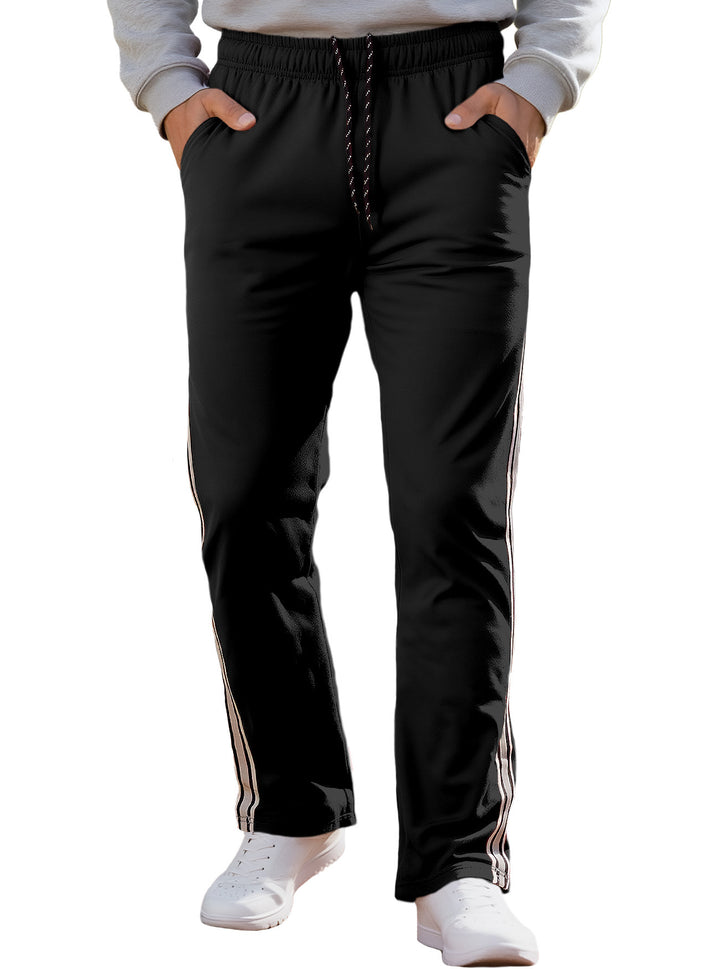 Men's Nan Retro Track Pants with Tapered Leg, Elastic Waistband, Drawstring, and Side Stripes Mune Fashion
