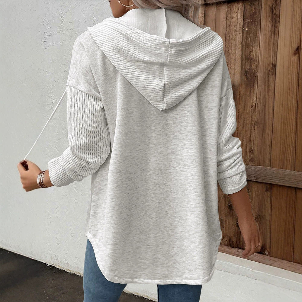 Women's Fashionable Cardigan with Hood and Button Placket Mune Fashion