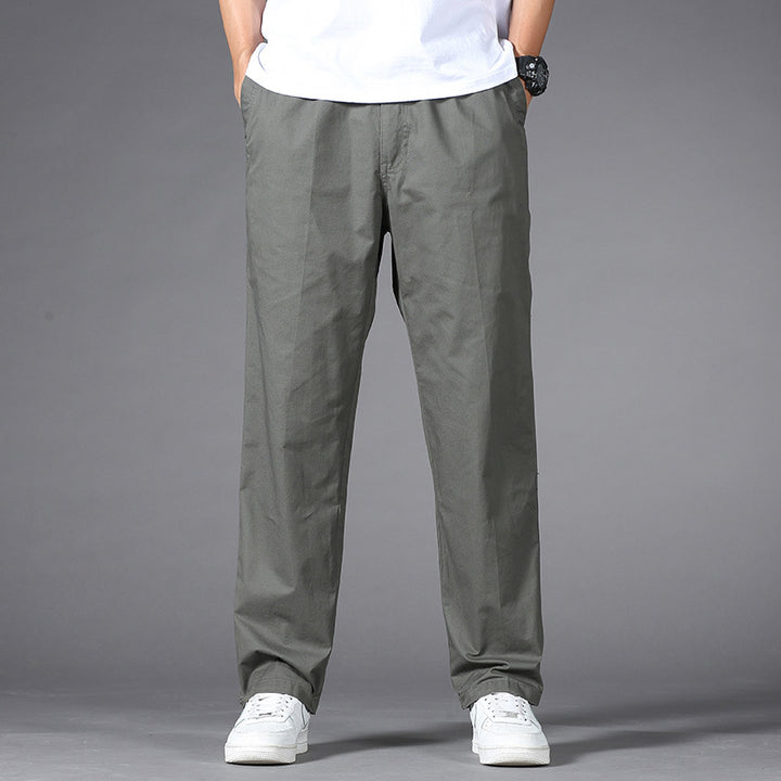 Men's Casual Relaxed-Fit Chino Pants made of Cotton Blend with Elastic Waistband Mune Fashion