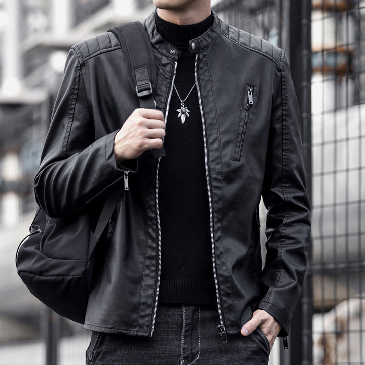 Men Stylish Cuts Faux Leather Jacket Mune Fashion