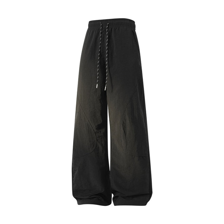 Women's Wide Baggy Linen Look Pants with Drawstring, Perforated Inserts & Relaxed Silhouette Mune Fashion