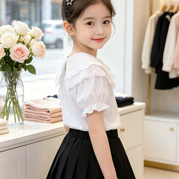 Girl's blouse with ruffled collar Mune Fashion