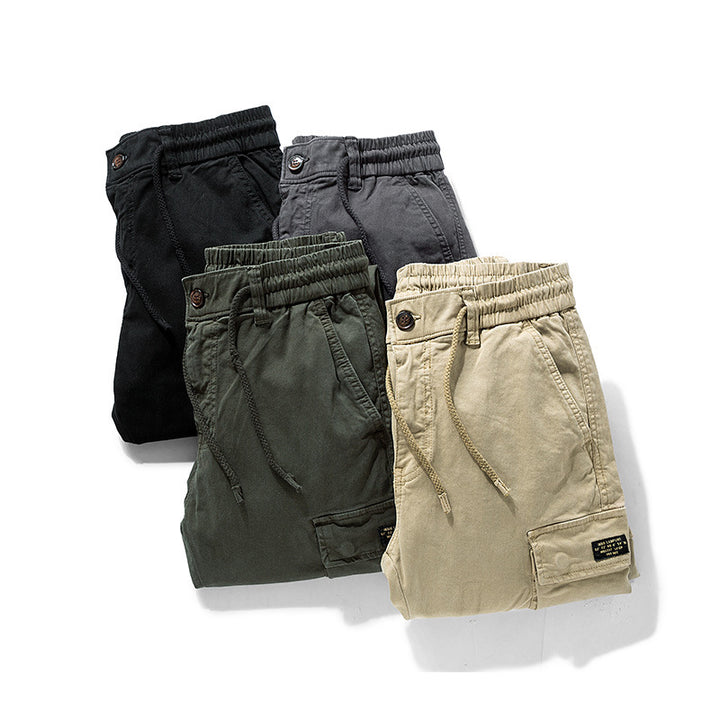 Men's Robust Cargo Jogging Pants in Utility Style with Drawstring Waistband, Flap Pockets, and Knee Panels Mune Fashion