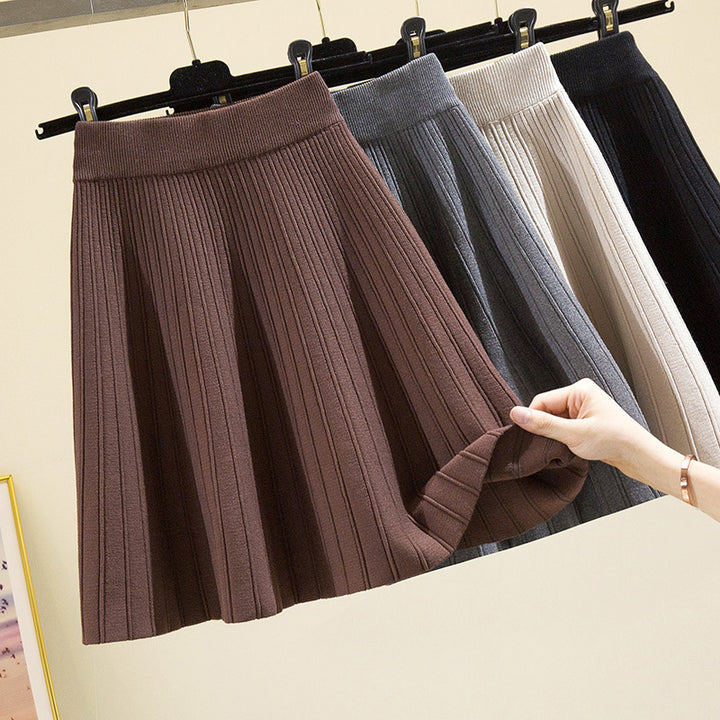 Women's Pleated Midi Skirt with Comfortable Elastic Waistband Mune Fashion