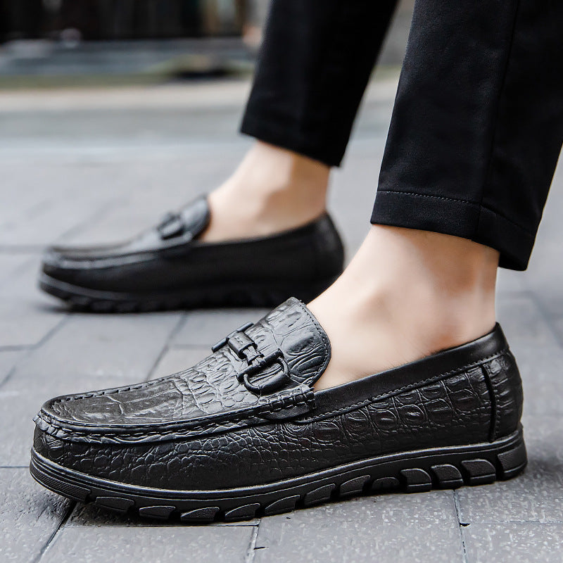Men's moccasin in leather look with crocodile embossing, profile sole and comfort footbed Mune Fashion