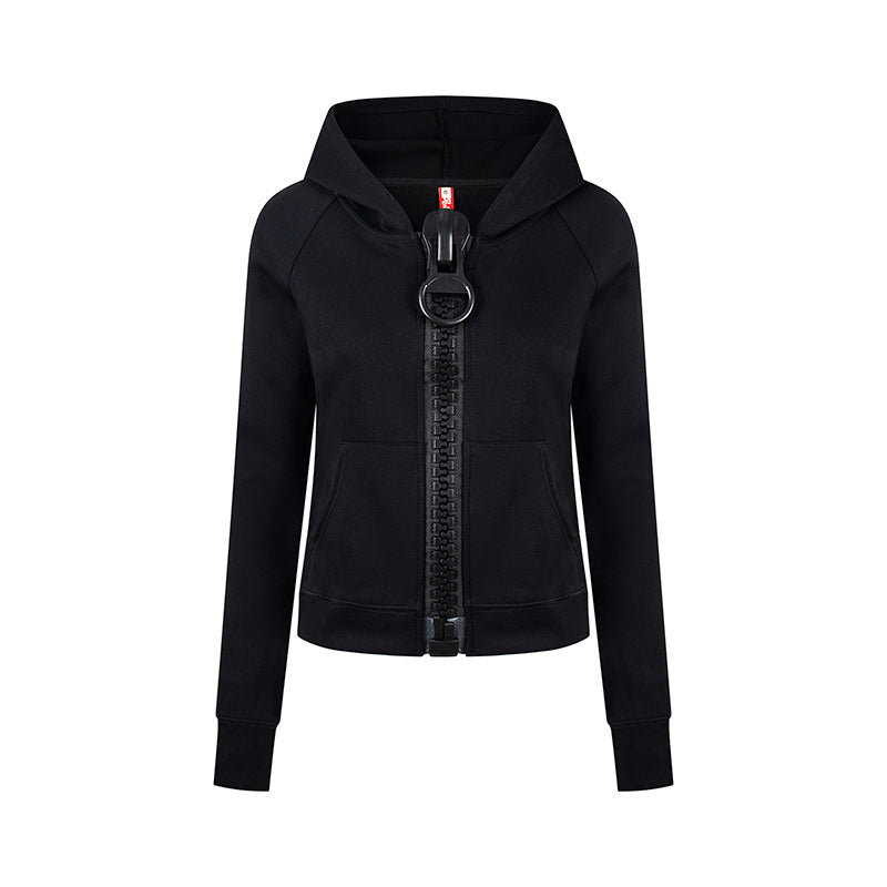 Women’s hooded sweatshirt jacket with oversized zipper and relaxed fit Mune Fashion