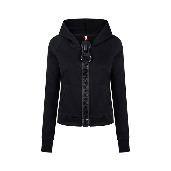 Women’s hooded sweatshirt jacket with oversized zipper and relaxed fit Mune Fashion