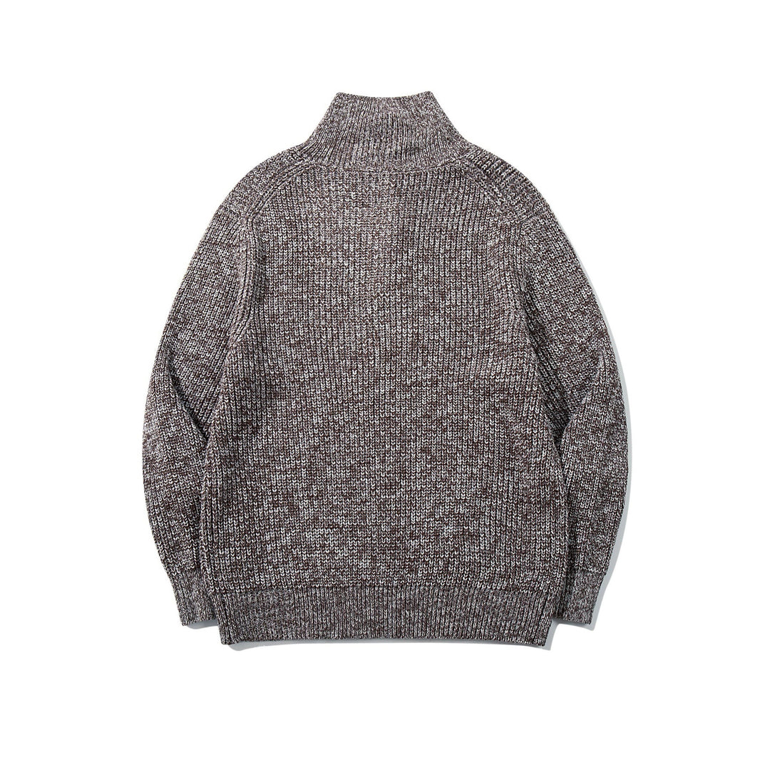 Unisex Chunky Knit Turtleneck Sweater with Half Button Placket Mune Fashion