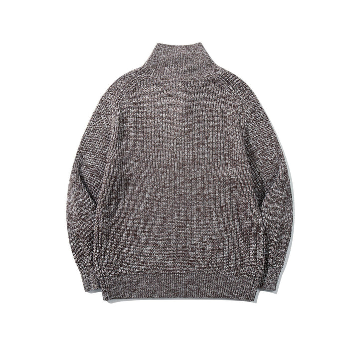 Unisex Chunky Knit Turtleneck Sweater with Half Button Placket Mune Fashion