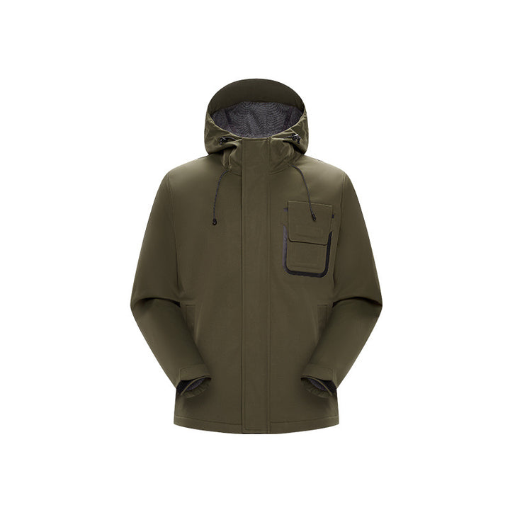 Men's Technical Functional Jacket with Hood, Water-Repellent Softshell and Chest Flap Pocket Mune Fashion