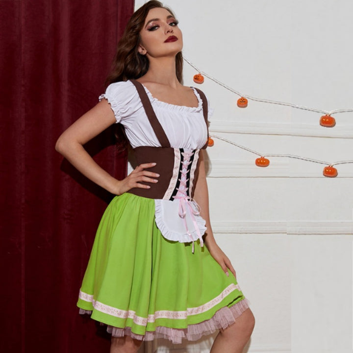 Ladies' Trachten festive dress with figure-hugging corset lacing, gathered Carmen blouse, and multi-layered flared skirt Mune Fashion