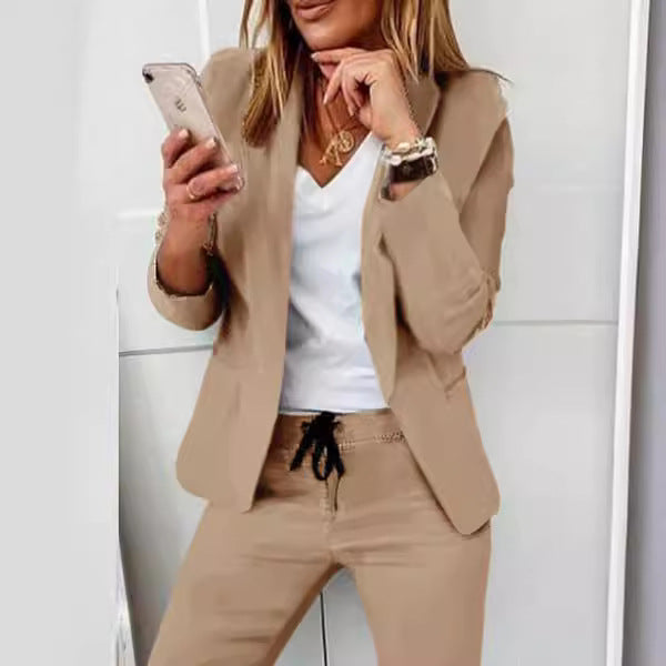 Women's two-piece blazer jogger set with tailored blazer and elastic waistband trousers Mune Fashion