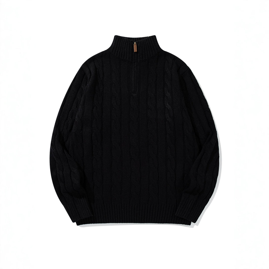 Unisex cable knit half-zip sweater with high ribbed collar and oversized fit Mune Fashion