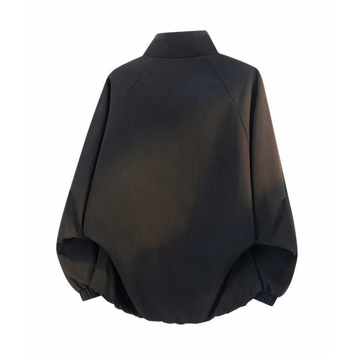 Women Lightweight Oversized Transitional Jacket with Raglan Sleeves, Zipper and Contrast Inserts Mune Fashion