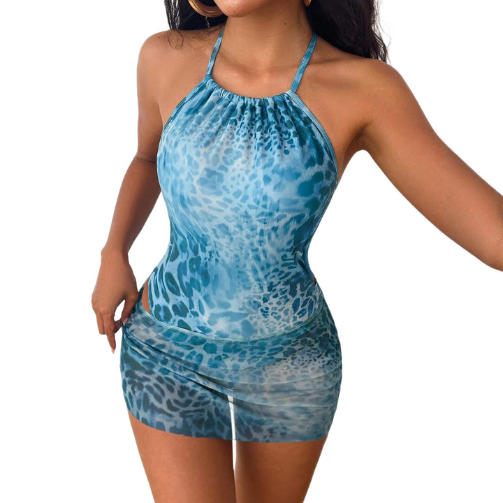 Women Strappy Mini Swimsuit with Animal Print Mune Fashion