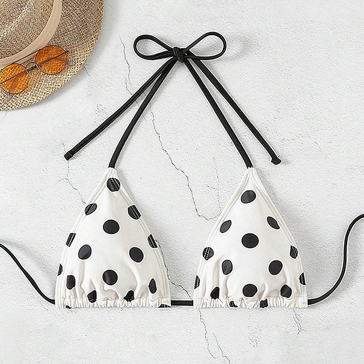 Ladies triangle bikini top with playful polka dot pattern Mune Fashion