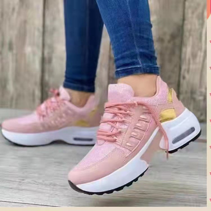 Women's sporty platform sneakers with visible air cushion, cushioned comfort insole, and breathable mesh detail Mune Fashion