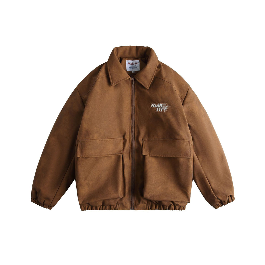 Men's Boxy Suede-Effect Blouson Jacket with Applied Flap Pockets Mune Fashion