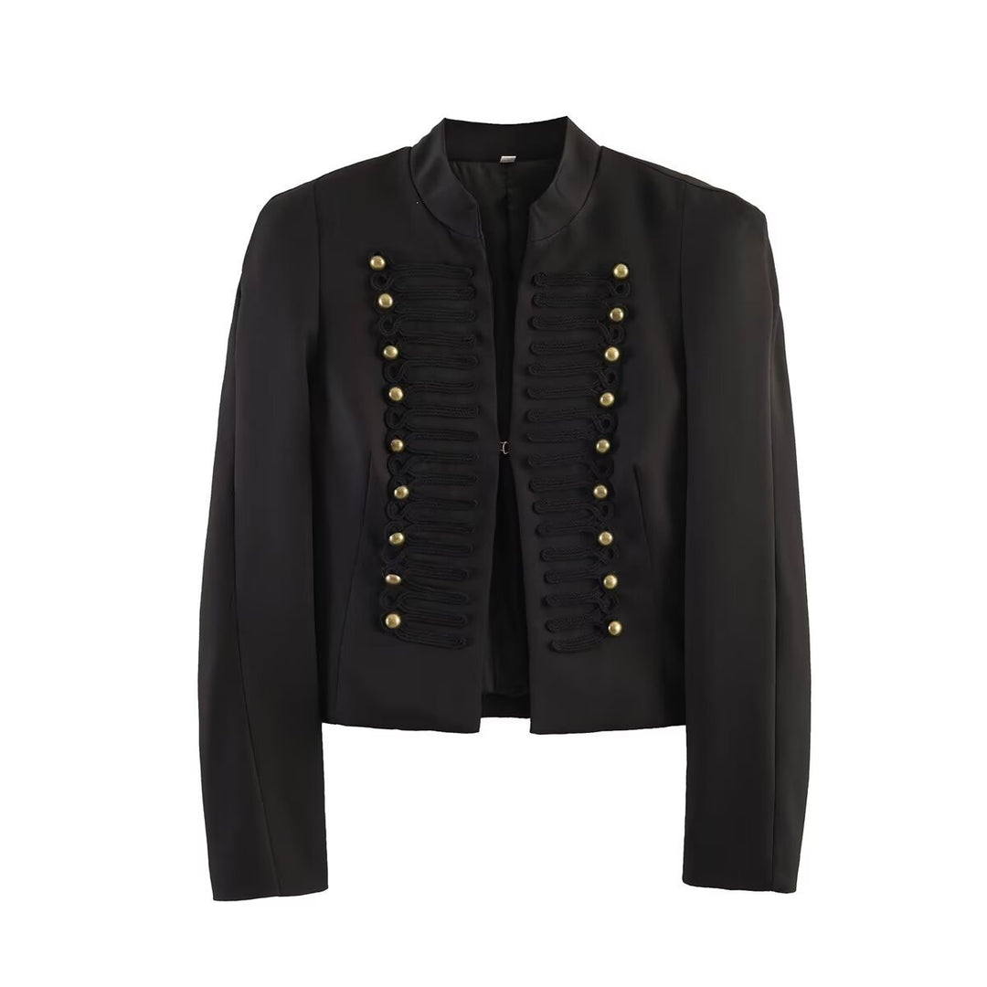 Women's short blazer in parade and military look with decorative cord applications and decorative buttons Mune Fashion