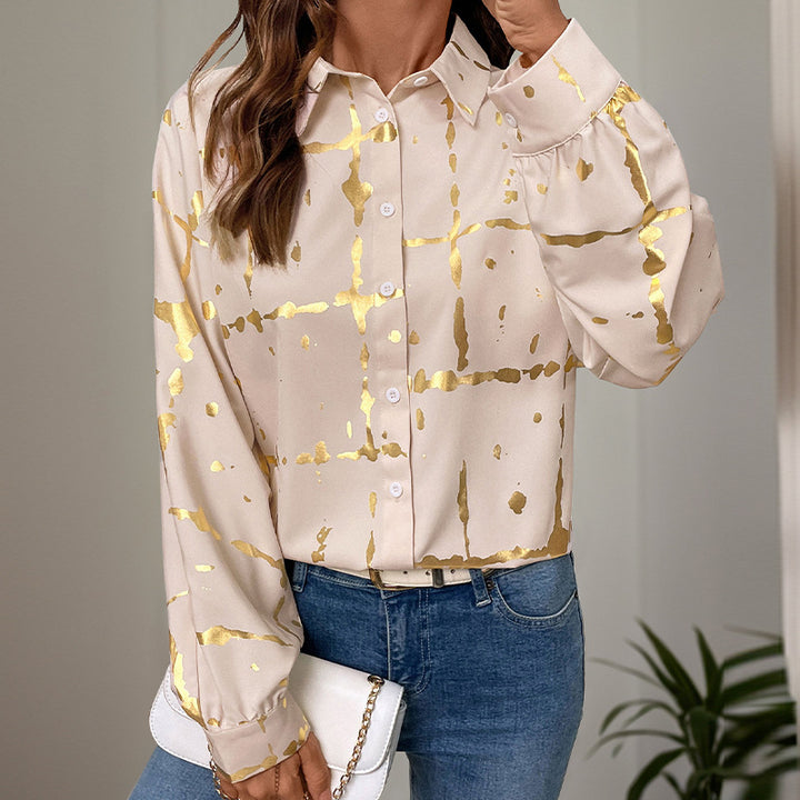 Women Elegant Blouse with Golden Accents Mune Fashion