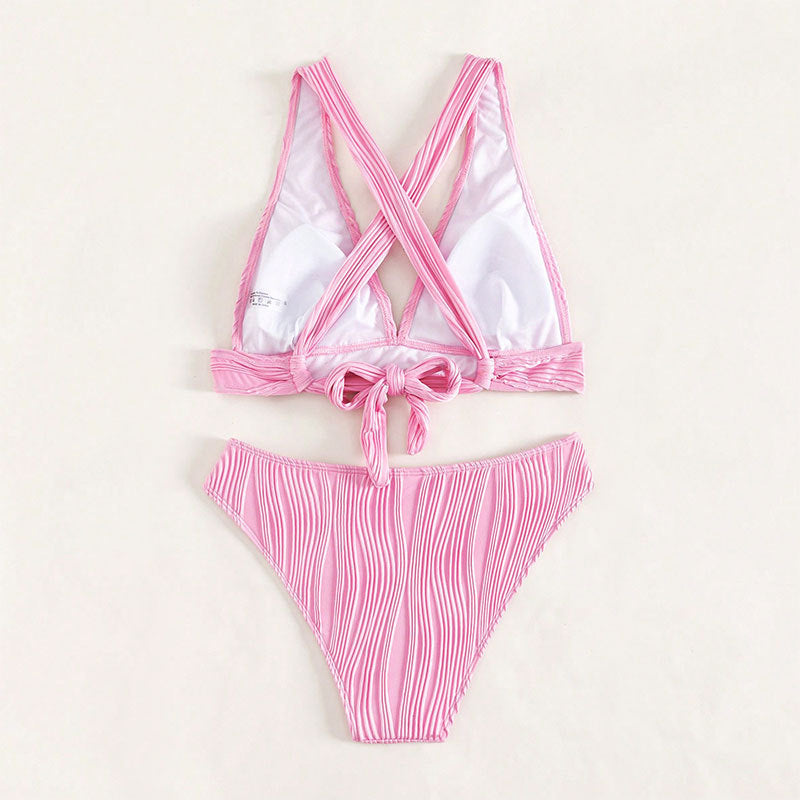 Women Triangle Bikini with High Waist and Modern Ruffle Design Mune Fashion