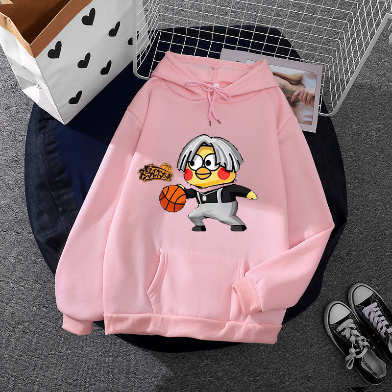 Unisex hooded sweatshirt with comic chick basketball print, kangaroo pocket and soft fleece Mune Fashion