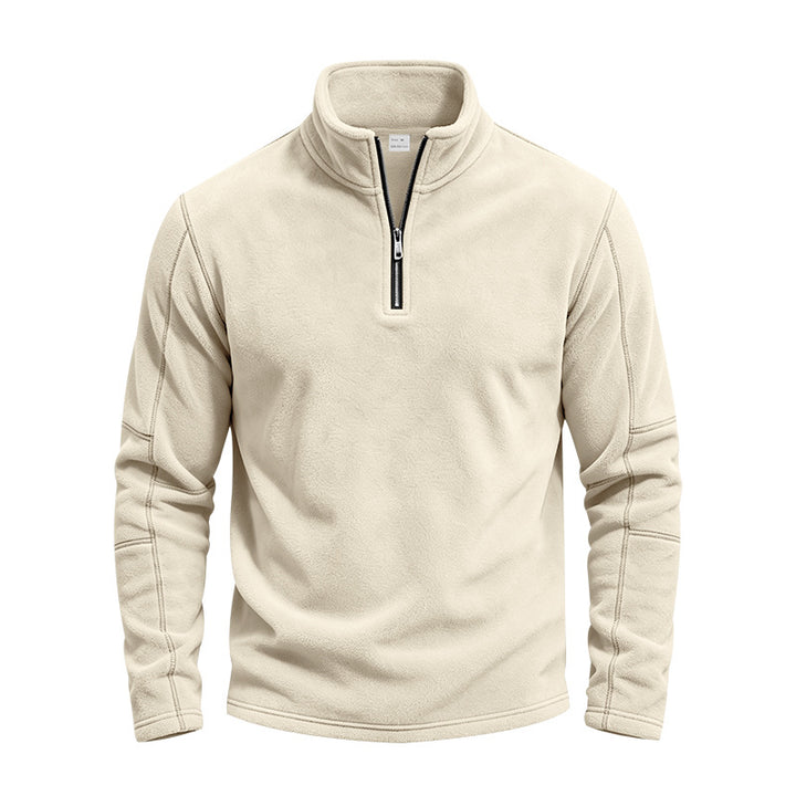 Men's fleece half-zip pullover with stand-up collar and flatlock seams Mune Fashion