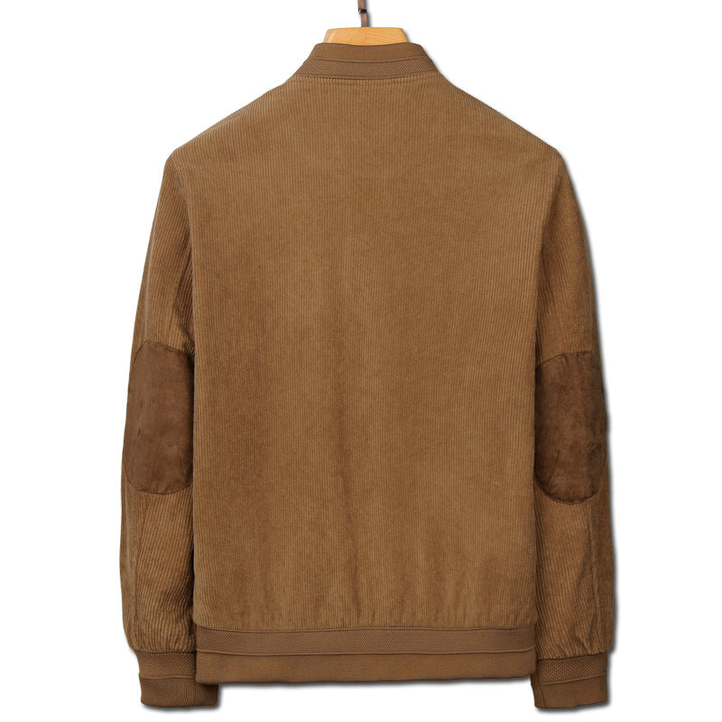 Men's corduroy bomber jacket with fine wide cord structure, stand-up collar and internal lining Mune Fashion