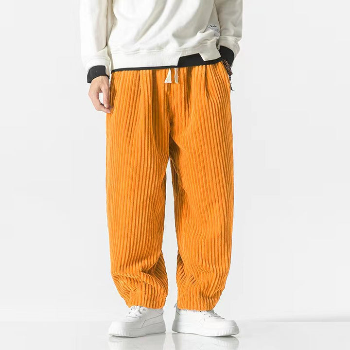 Men's loose cut corduroy pants with wide ribs and drawstring waistband Mune Fashion