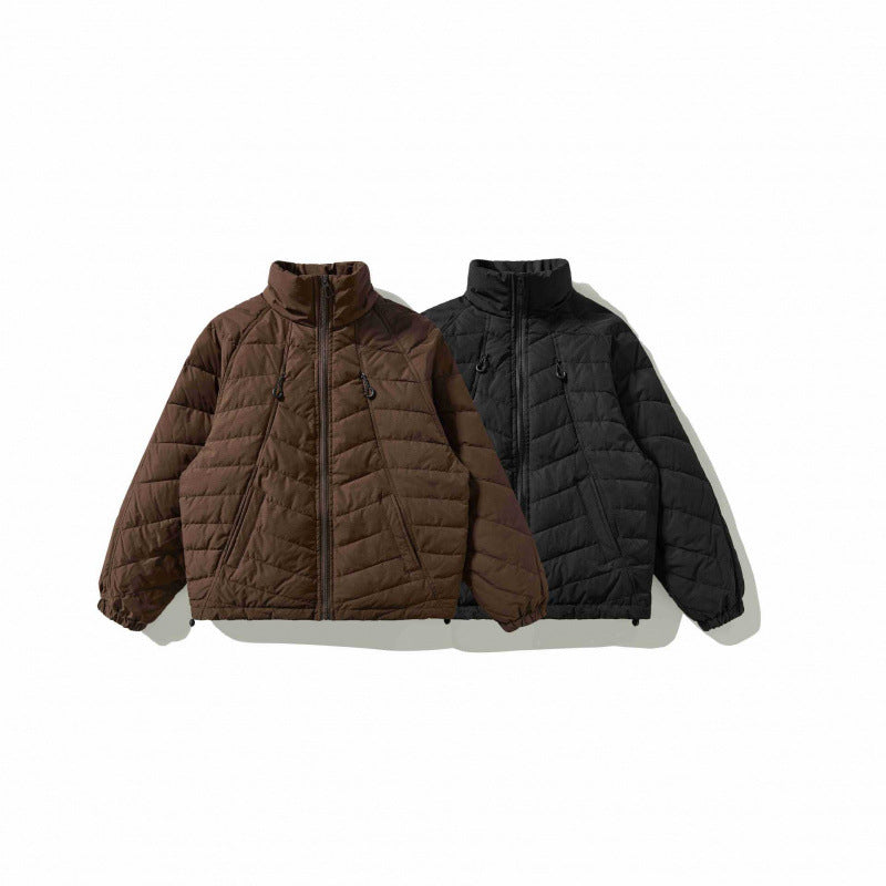 Unisex Padded Quilted Jacket with High Collar, Drawstring Hem and Elastic Cuffs Mune Fashion