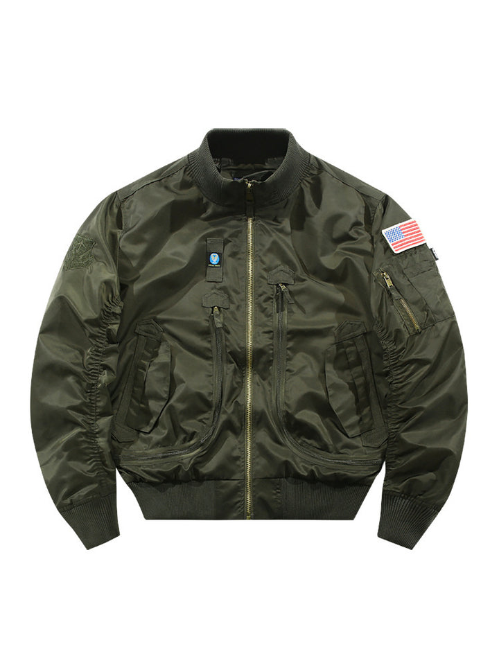 Men's bomber jacket in pilot style with tactical multiple pockets and patch details Mune Fashion