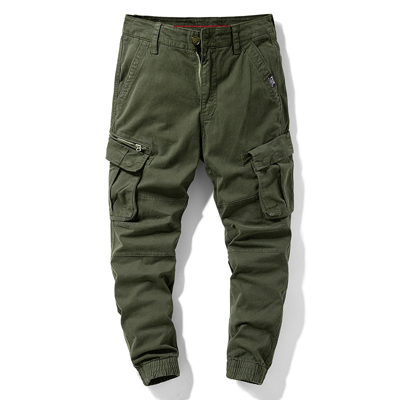 Men's tapered cargo pants in jogger style with knee patches, multiple pockets, and elastic ankle cuffs Mune Fashion
