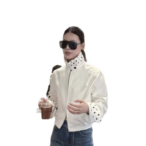 Women's lightweight bomber jacket with stand-up collar and dotted lining Mune Fashion