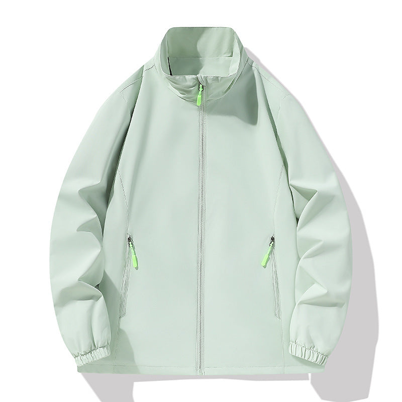 Men's Minimalist Softshell Outdoor Jacket with Stand-Up Collar, Wind and Water Resistant Membrane and Fluorescent Zipper Pulls Mune Fashion