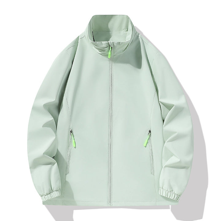 Men's Minimalist Softshell Outdoor Jacket with Stand-Up Collar, Wind and Water Resistant Membrane and Fluorescent Zipper Pulls Mune Fashion