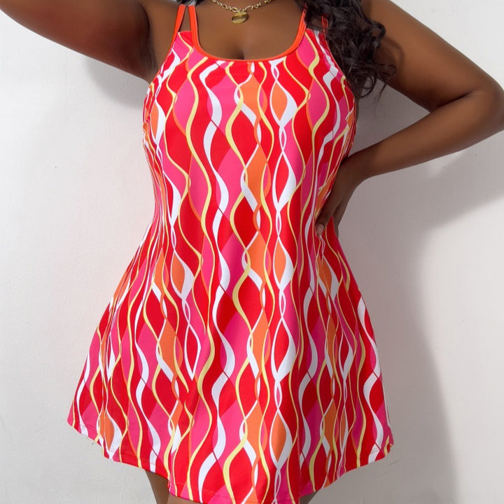 Women's beach dress with fashionable wave pattern Mune Fashion