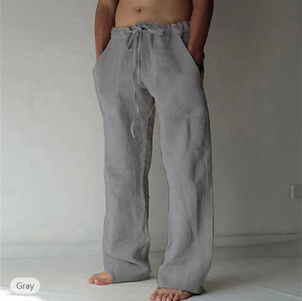 Men's linen pants with a loose fit, drawstring, and side pockets Mune Fashion