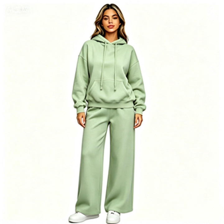 Women Comfortable Oversized Hoodie with Wide Jogging Pants Mune Fashion