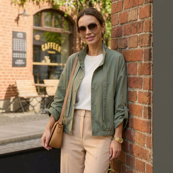 Women's Short Leisure Jacket with High Collar