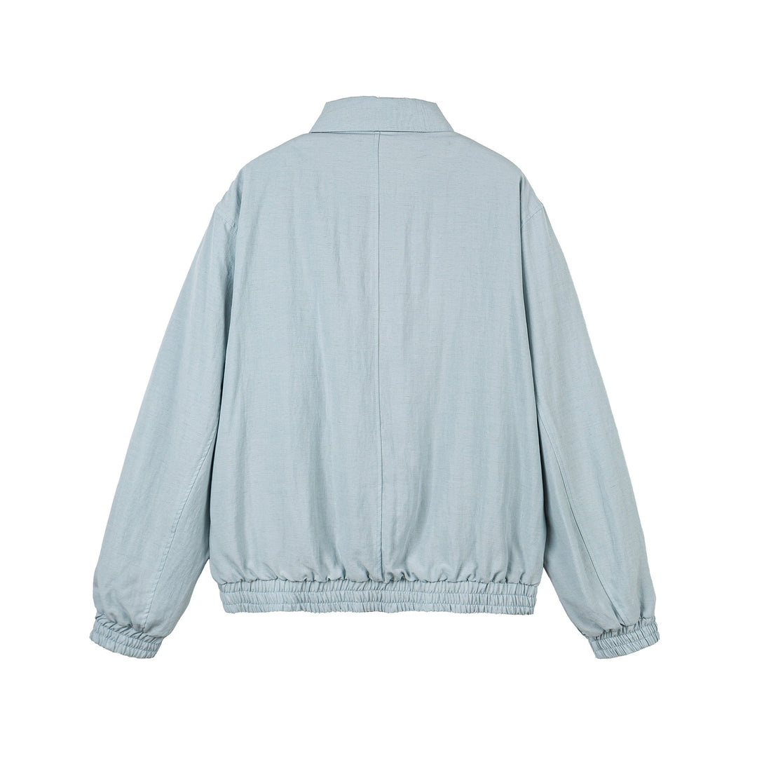 Women's Lightweight Boxy Transitional Jacket with Full Zipper, Elastic Waistband, and Chest Welt Pocket Mune Fashion