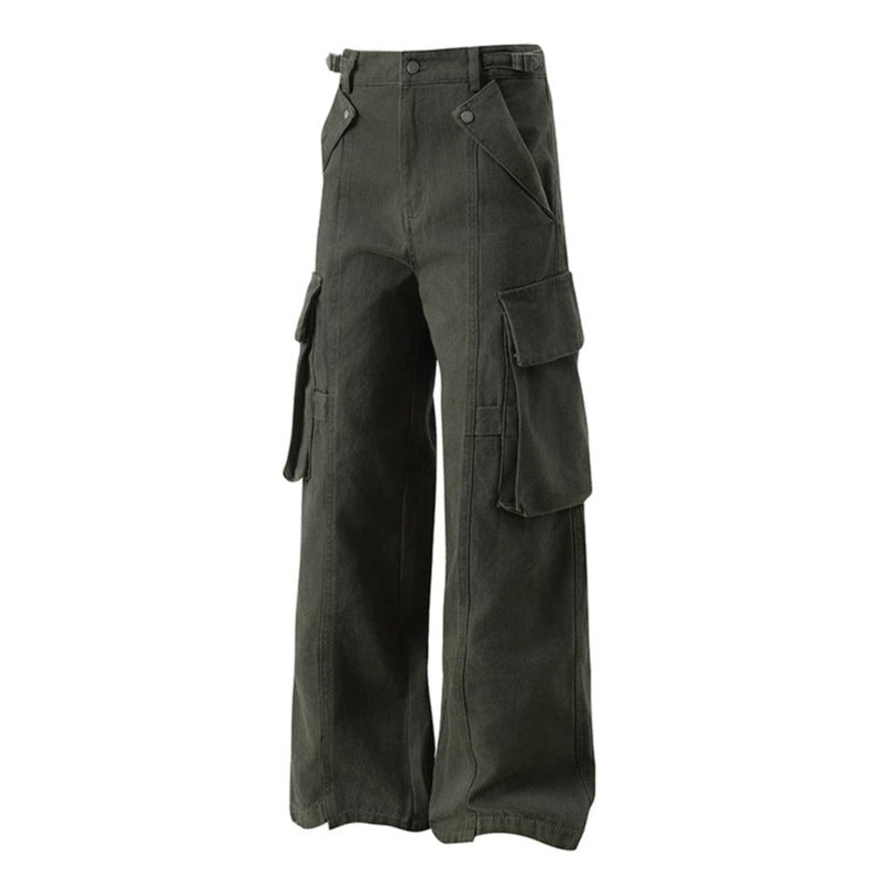 Women's high-waisted wide Cargo culotte pants with multi pockets and adjustable waistband Mune Fashion
