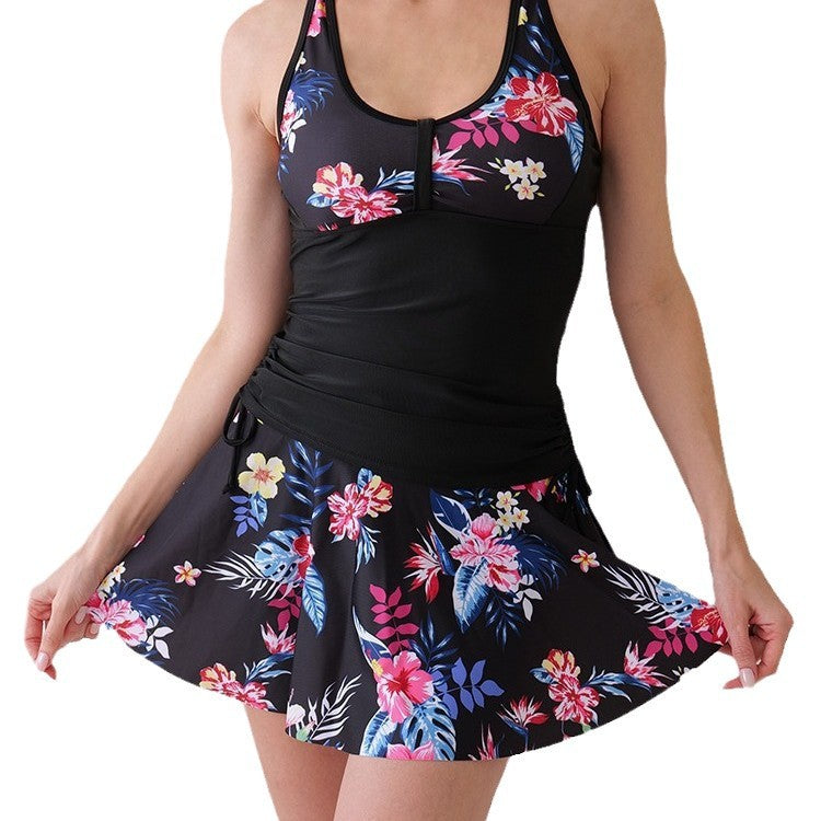 Ladies Sporty Swim Dress with Floral Top Mune Fashion