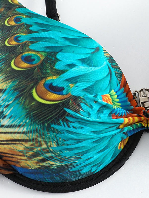 Women's triangle bikini with extravagant feather design and sparkling accents Mune Fashion