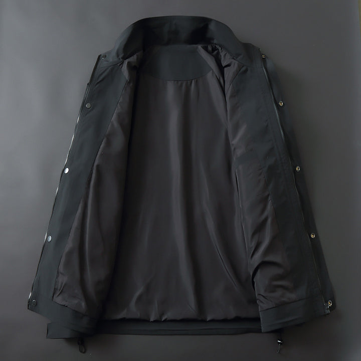 Men's Lightweight Technical Transition Jacket with Stand-Up Collar, Zipper, and Multifunction Pockets Mune Fashion