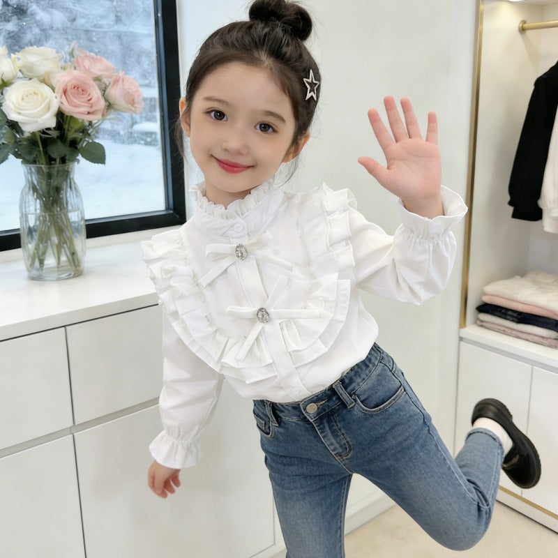 Girls' elegant blouse with ruffles and frill details Mune Fashion