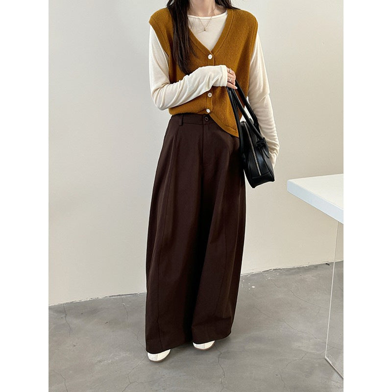 Women's Wide Palazzo Pants with Flowing Fall and High Waist Mune Fashion