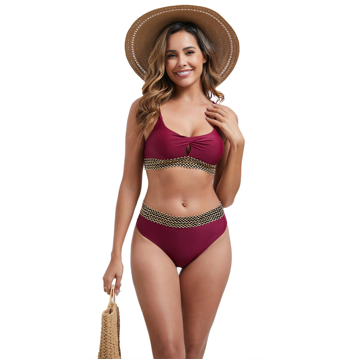 Women's High-Waisted Bikini Set with Fashionable Accent Details Mune Fashion