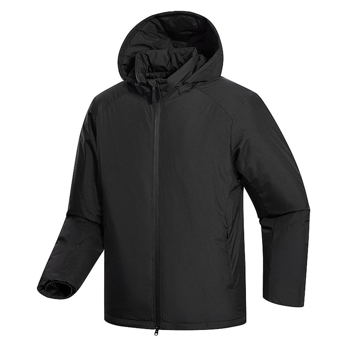 Men's Lightweight All-Weather Insulation Jacket with Hood, Windproof Shell & Concealed Zipper Mune Fashion