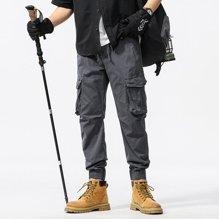 Herren Baumwoll‑Canvas Cargo‑Jogger mit elastischem Bund, Multifachtaschen und gerippten Knöchelabschlüssen Mune Fashion