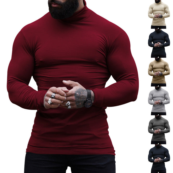 Men's Slim Fit Turtleneck Fine Knit Shirt with Stretch Comfort Mune Fashion